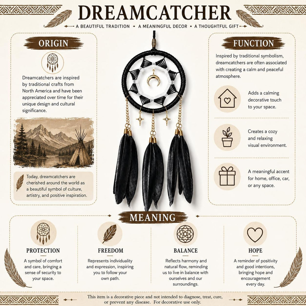 Dream Catchers for Car Small Moon Dreamcatcher Rear View Mirror Hanging Decor Car Charms Pendant Gift for Adults Black