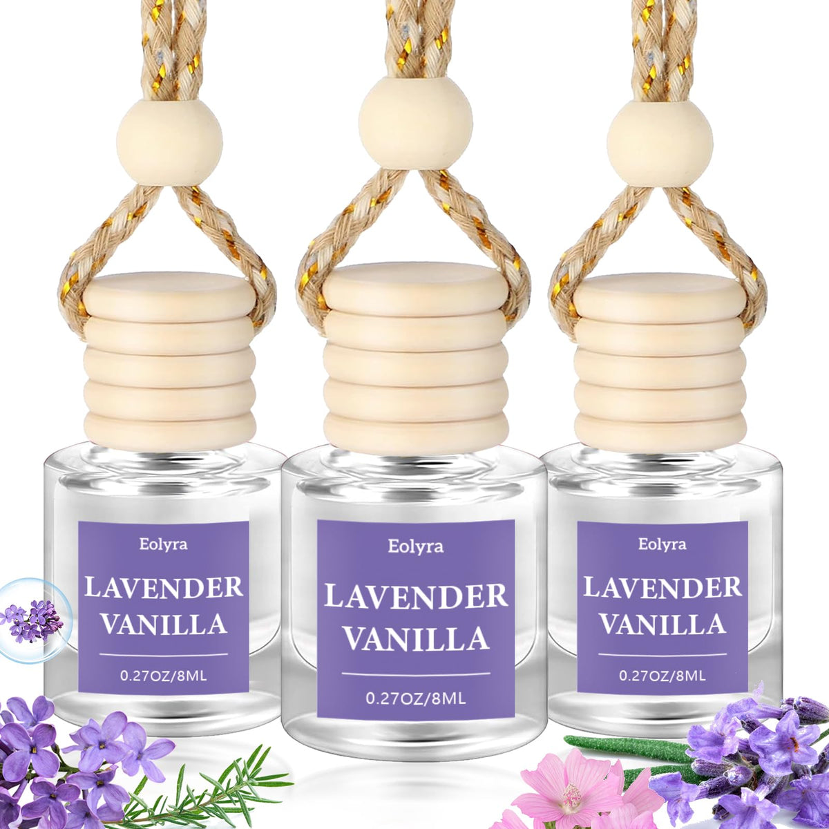 Hanging Car Air Freshener (Pack of 3) : Luxury Car Perfume for Women Men | Cute & Reusable Bottle with 45+ Days Long-Lasting Fragrance Oil Diffuser, Black ice