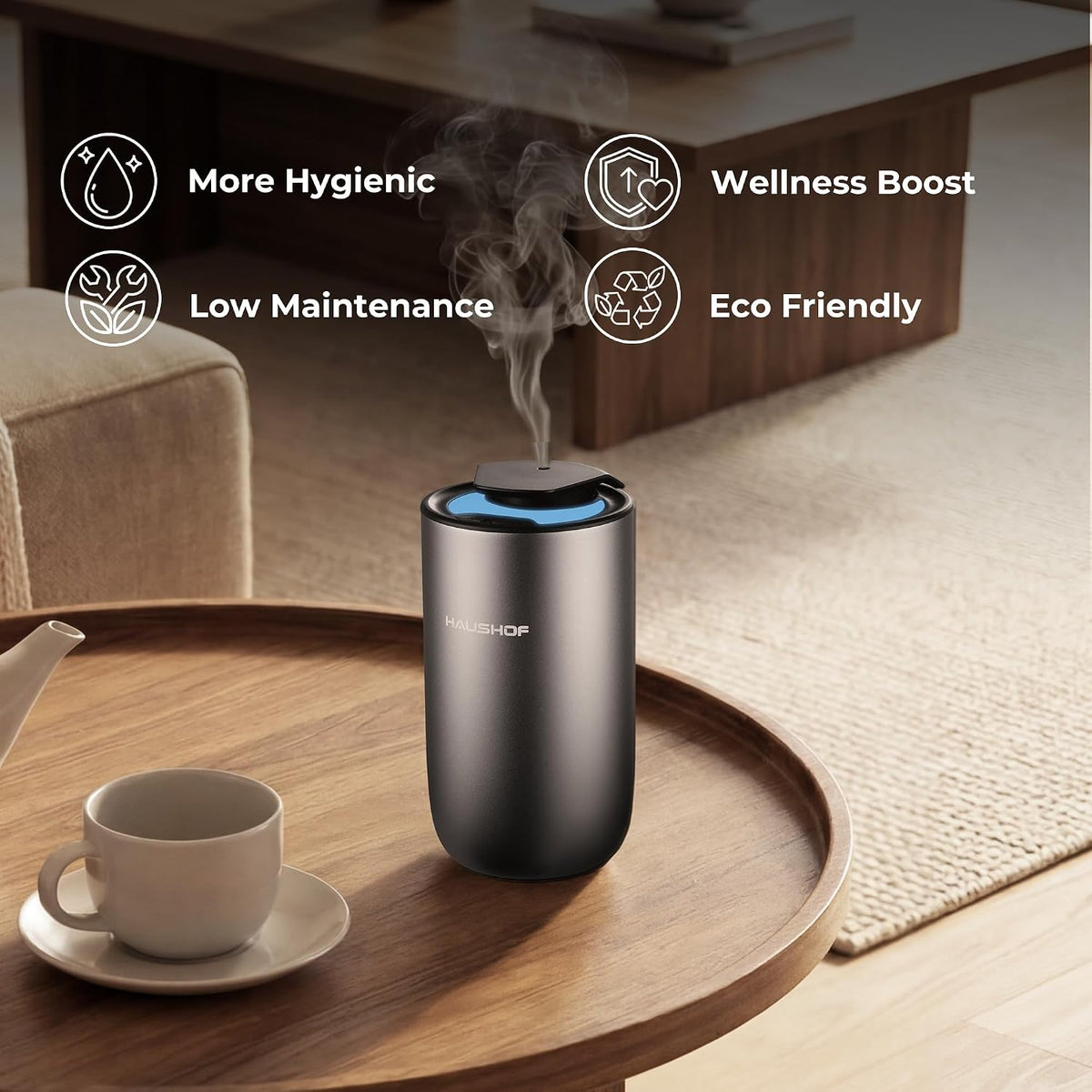 HAUSHOF Waterless Essential Oil Diffuser for Home & Car, Rechargeable