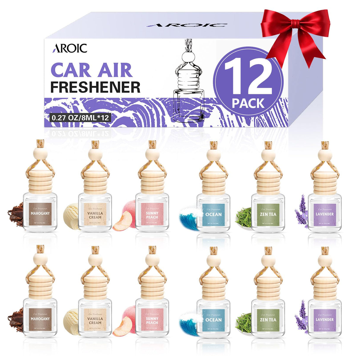 AROIC 24 Pack Car Air Freshener Diffuser, Hanging Essential Oil Diffuser