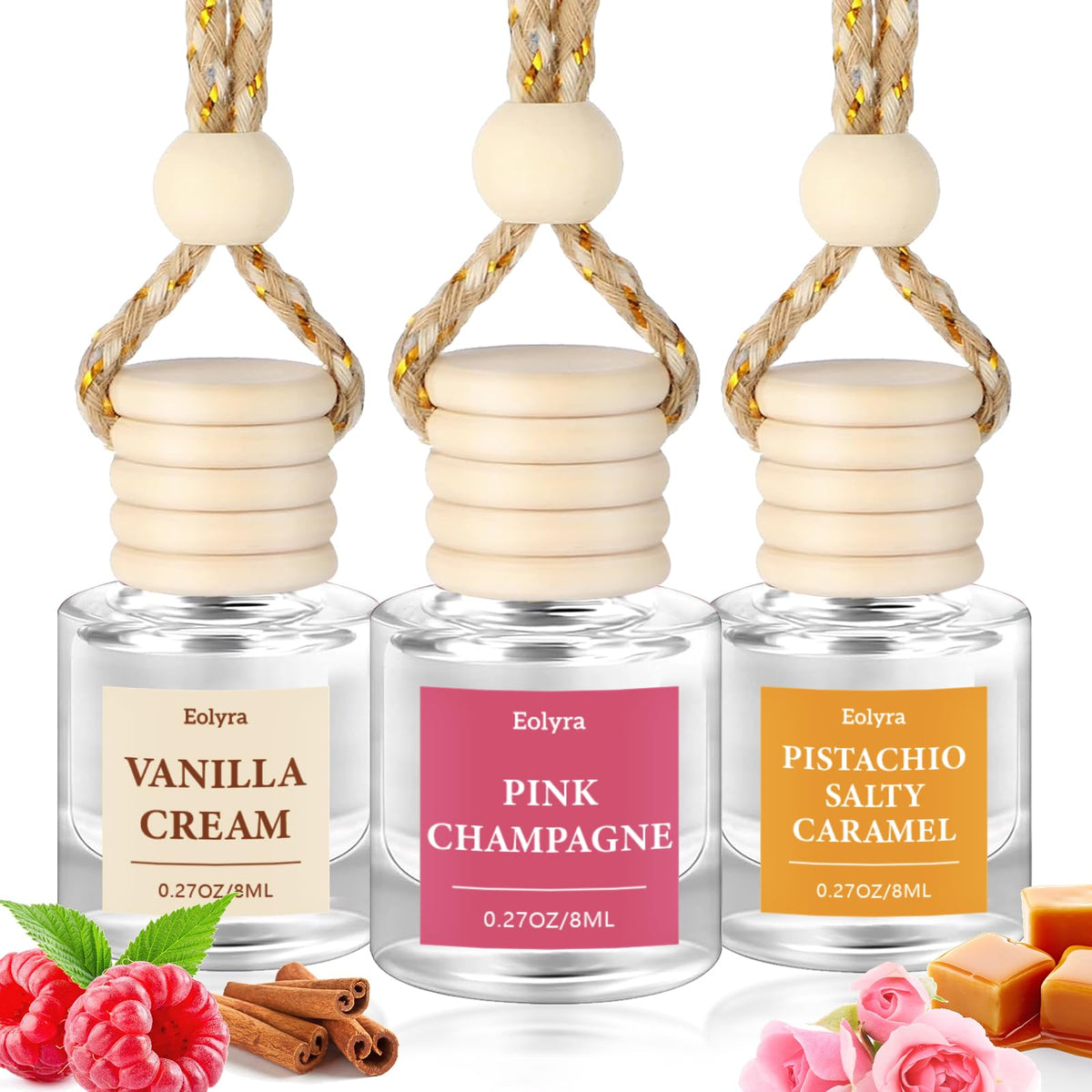 Hanging Car Air Freshener (Pack of 3) : Luxury Car Perfume for Women Men | Cute & Reusable Bottle with 45+ Days Long-Lasting Fragrance Oil Diffuser, Black ice