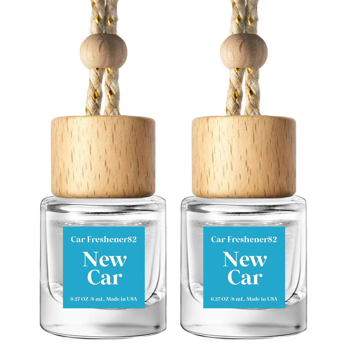 C Classy Car Air Freshener Hanging 2 Pack, Mahogany Teakwood Essential Oil Diffuser, Cute Glass Bottle, Long-Lasting Fragrance Car Accessories for Women & Men, Made in USA