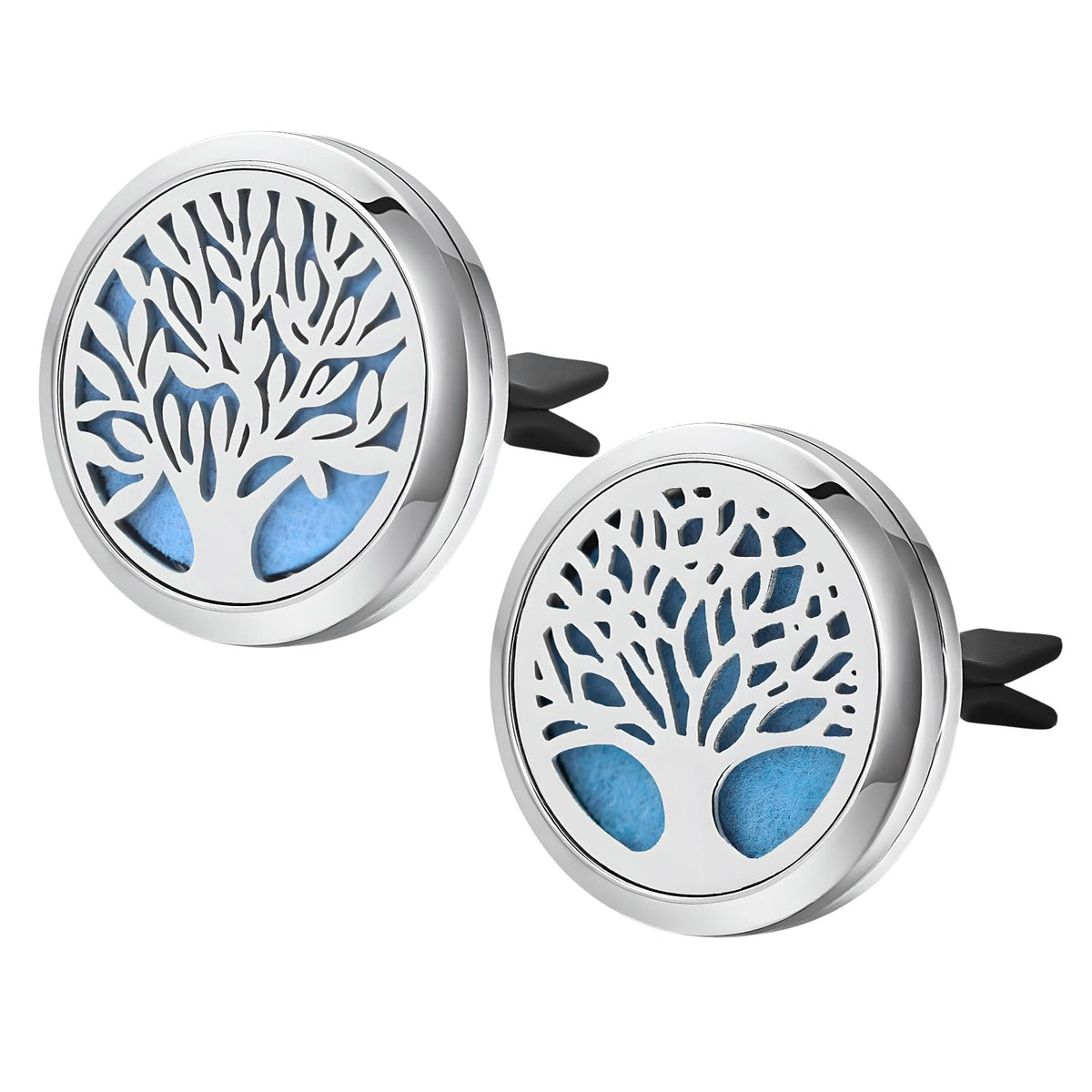 KVAEY 2PCS 30mm Car Diffuser Vent Clips, Tree of Life Aromatherapy Essential Oil Diffuser Locket with 12 Felt Pads, Stainless Steel Car Diffuser Locket Air Freshener (Black)