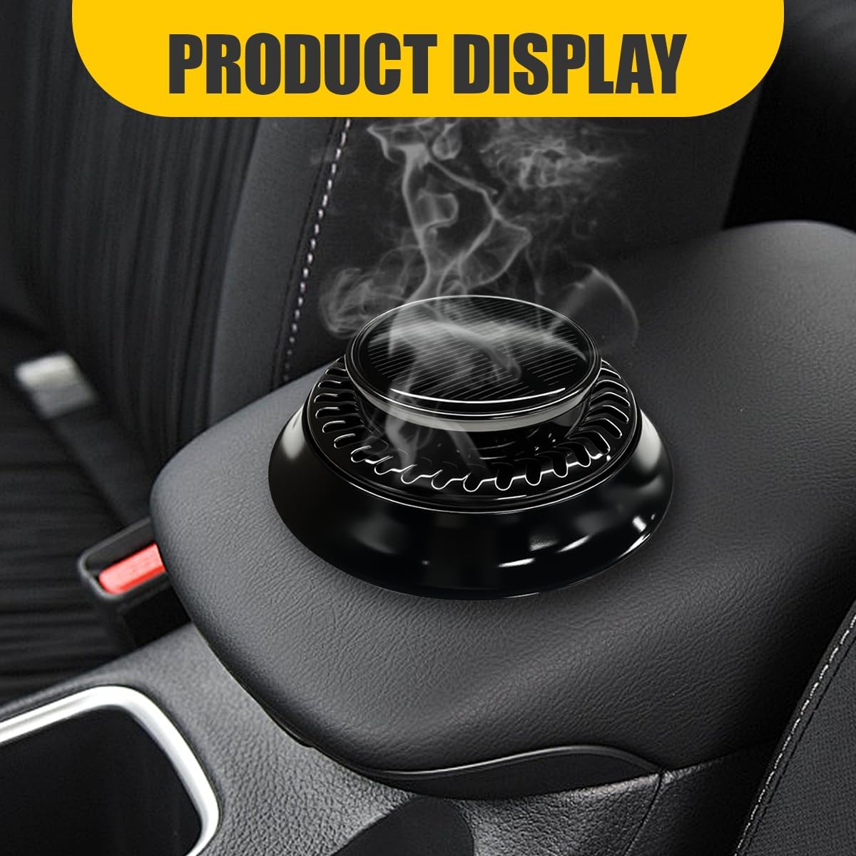 UFO Car Air Freshener Diffuser, Solar Powered Auto Rotary Aroma Diffuser, Long Lasting Aromatherapy Essential Oil Diffuser, Car Interior Decoration Accessories for Most Vehicles(Black)