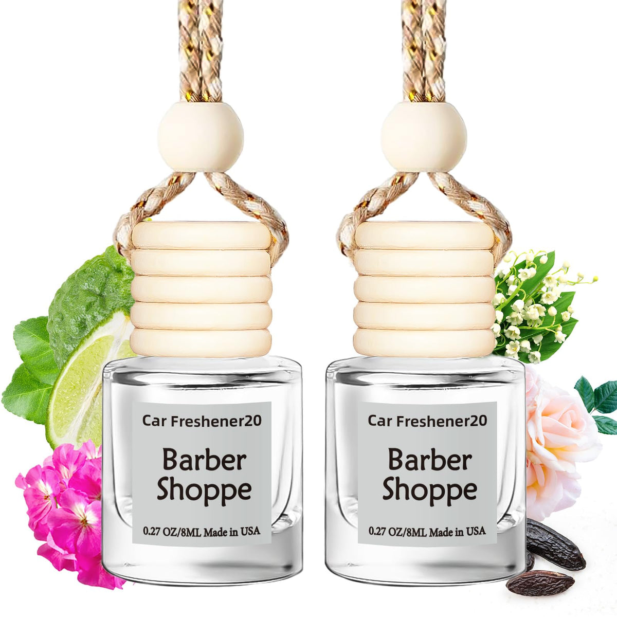 Hanging Car Air Freshener, Long Lasting Essential Oil Diffuser, Non-Toxic New Car Scent, Cute Car Fresheners for Women, 2 Pack Made in USA