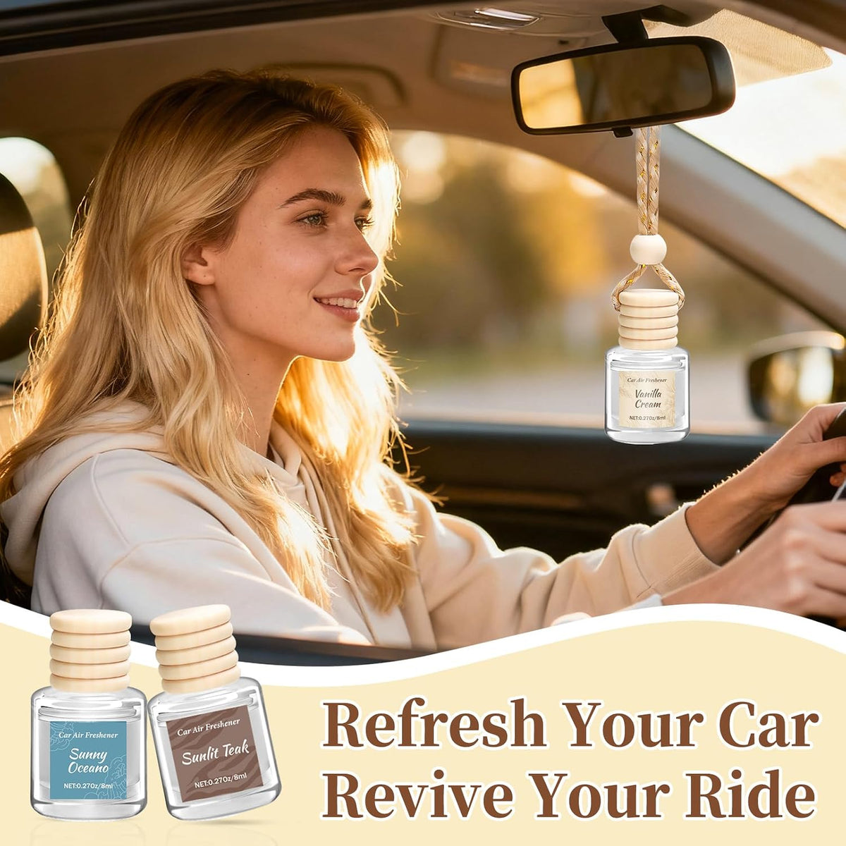 6 Pack Car Air Freshener, Hanging Essential Oil Air Freshener