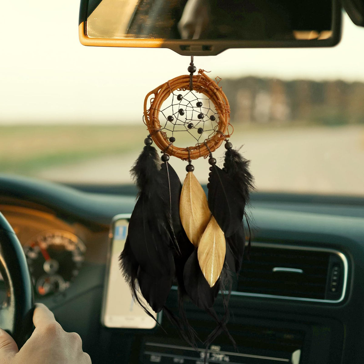 Artilady Mini Dream Catcher, Boho Car Decor Rear View Mirror Accessories