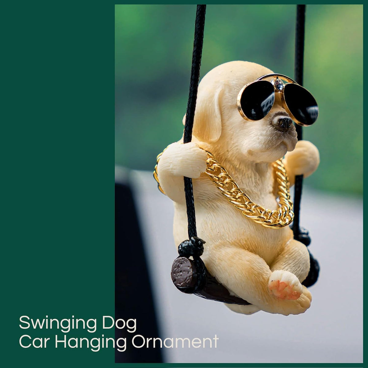 Floruit Labrador Retriever Car Mirror Hanging Accessories Cute Swinging Dog Rear View Mirror Accessories for Men & Women(Yellow)