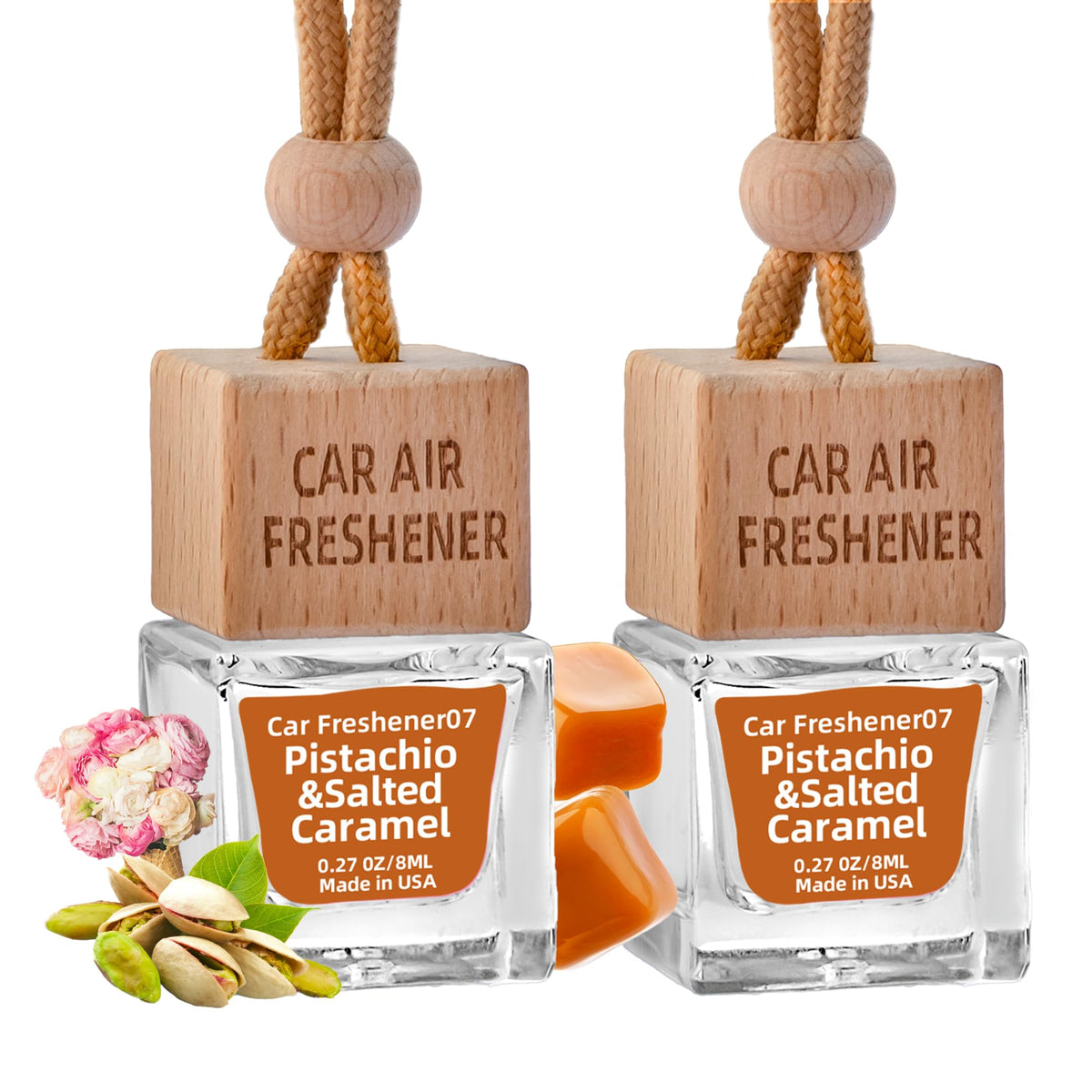 Car Air Freshener Hanging Diffuser – Long-Lasting Essential Oil Scent (Up to 60 Days) – Non-Toxic & Eco-Friendly – 2-Pack Auto Fresheners Made in USA