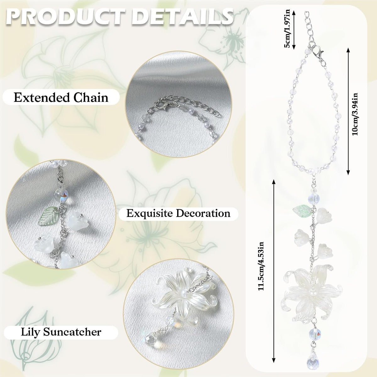 Lily of the Valley Leaf Car Charm White Summer Waterlily