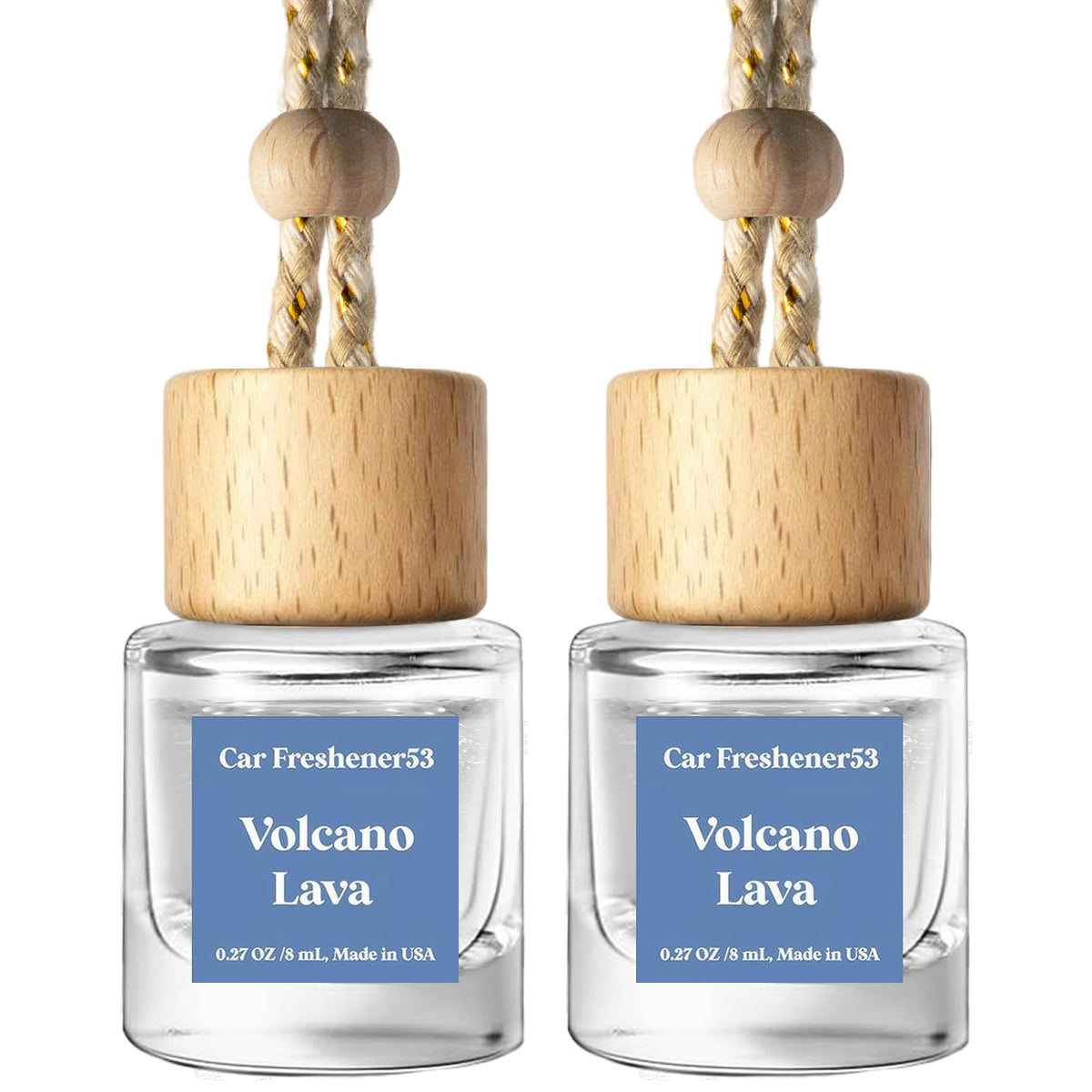 C Classy Car Air Freshener Hanging 2 Pack, Mahogany Teakwood Essential Oil Diffuser, Cute Glass Bottle, Long-Lasting Fragrance Car Accessories for Women & Men, Made in USA