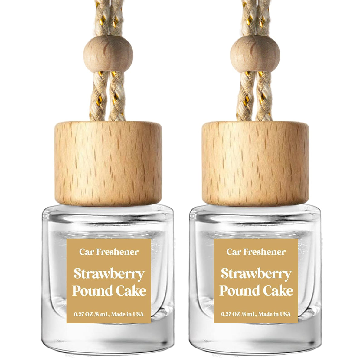 C Classy Car Air Freshener Hanging 2 Pack, Mahogany Teakwood Essential Oil Diffuser, Cute Glass Bottle, Long-Lasting Fragrance Car Accessories for Women & Men, Made in USA
