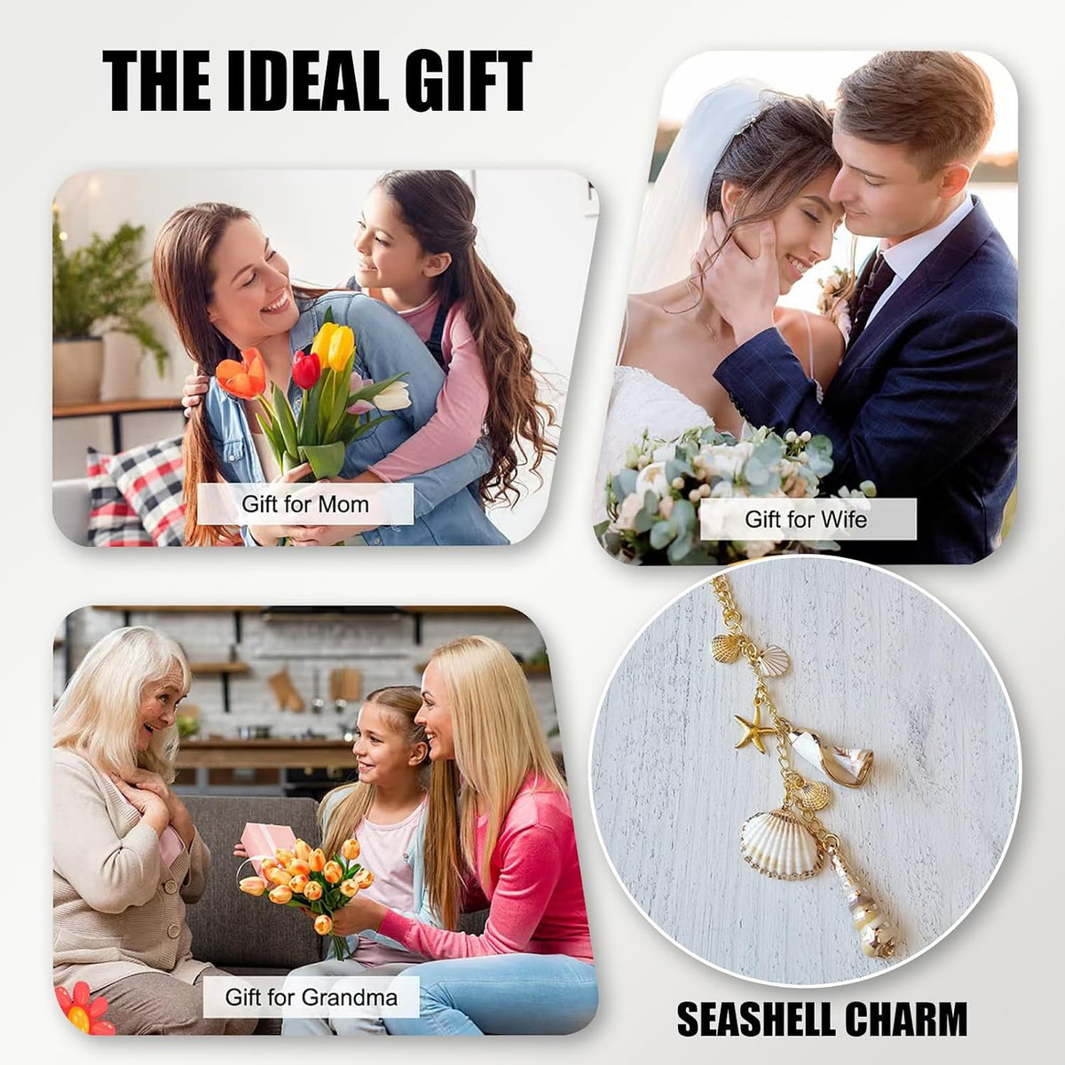 Sea Shells Car Decor,Coastal Hanging Rear View Mirror Charm Accessories