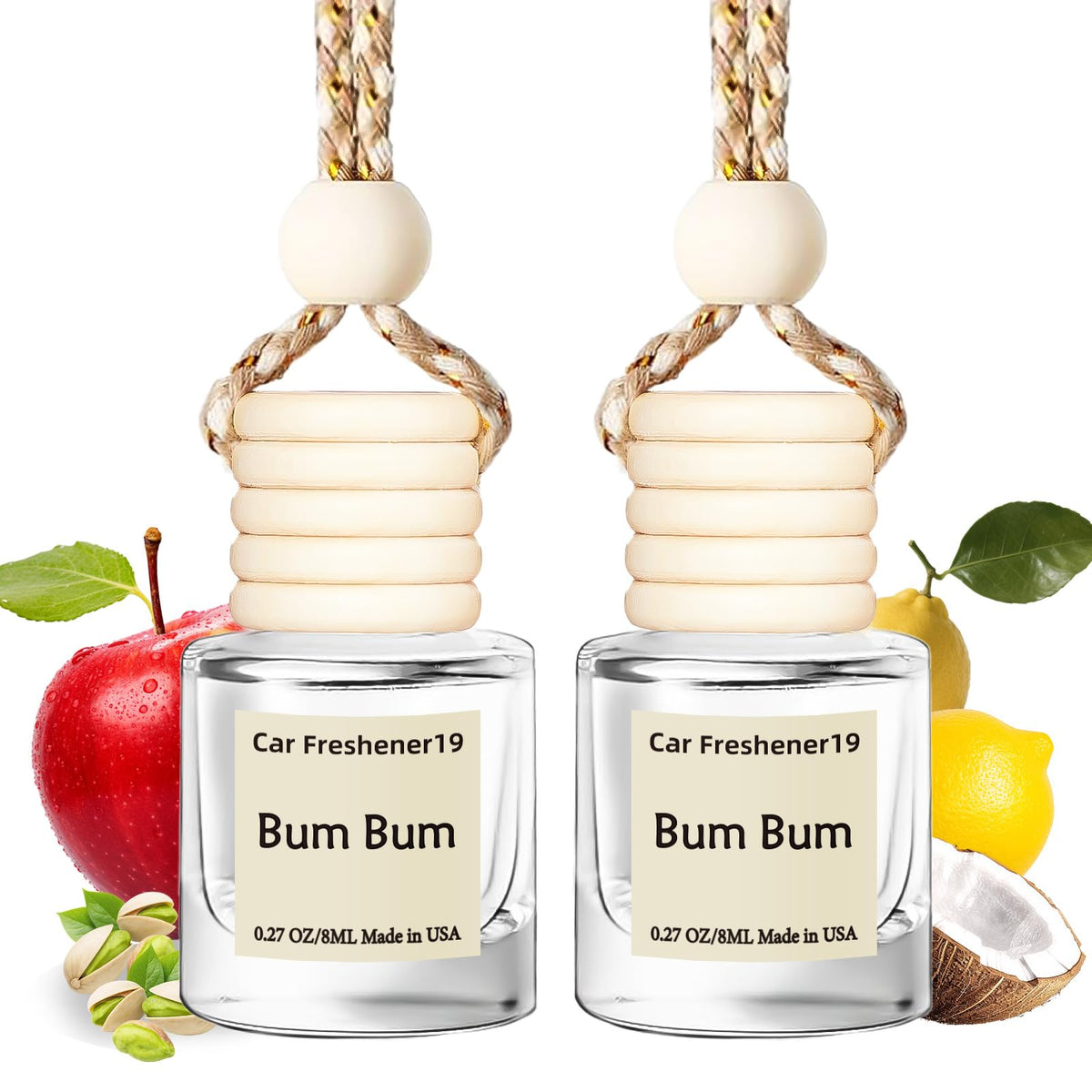 Hanging Car Air Freshener, Long Lasting Essential Oil Diffuser, Non-Toxic New Car Scent, Cute Car Fresheners for Women, 2 Pack Made in USA