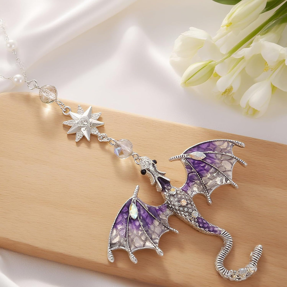 Purple Fantasy Dragon Rearview Mirror Charm