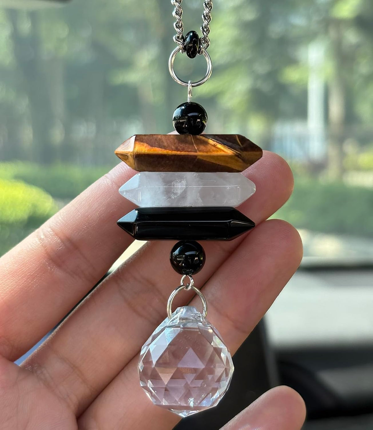 Crystal Hanging Car Charm,Healing Decor for Rear View Mirror Accessories