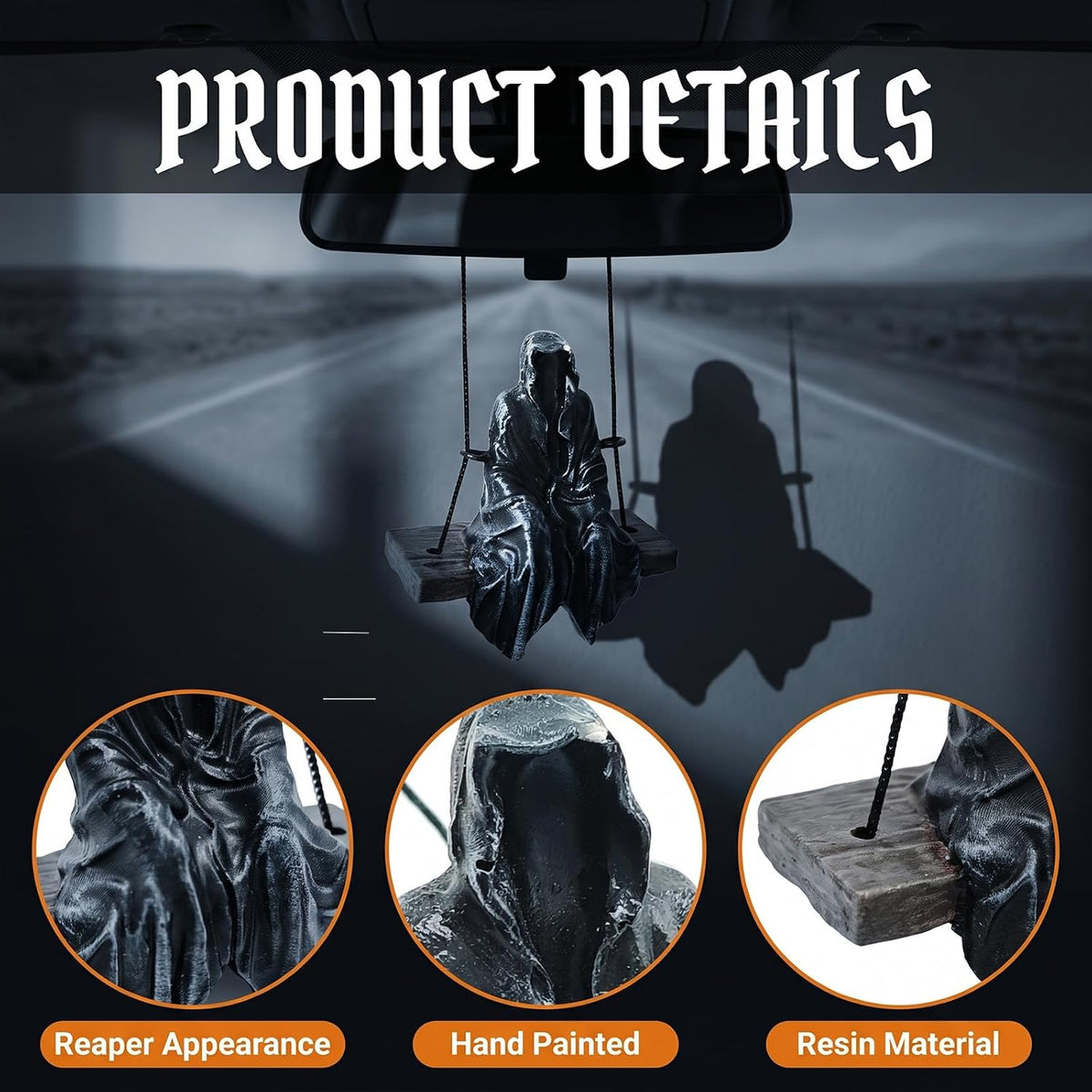 Grim Reaper Car Hanging Ornament Halloween Car Rear View Mirror Accessories