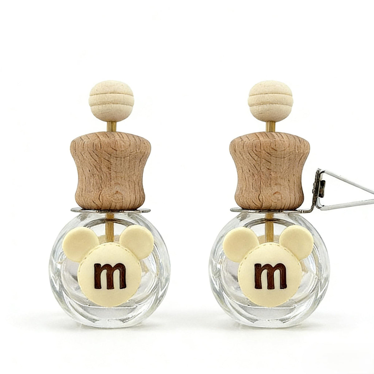 Refillable Car Air Freshener Hanging Diffuser, Empty Glass Bottle with Reed Sticks for Essential Oils, Car Scent Diffuser and Aromatherapy Pendant Decor for Women and Men, 2 Pack
