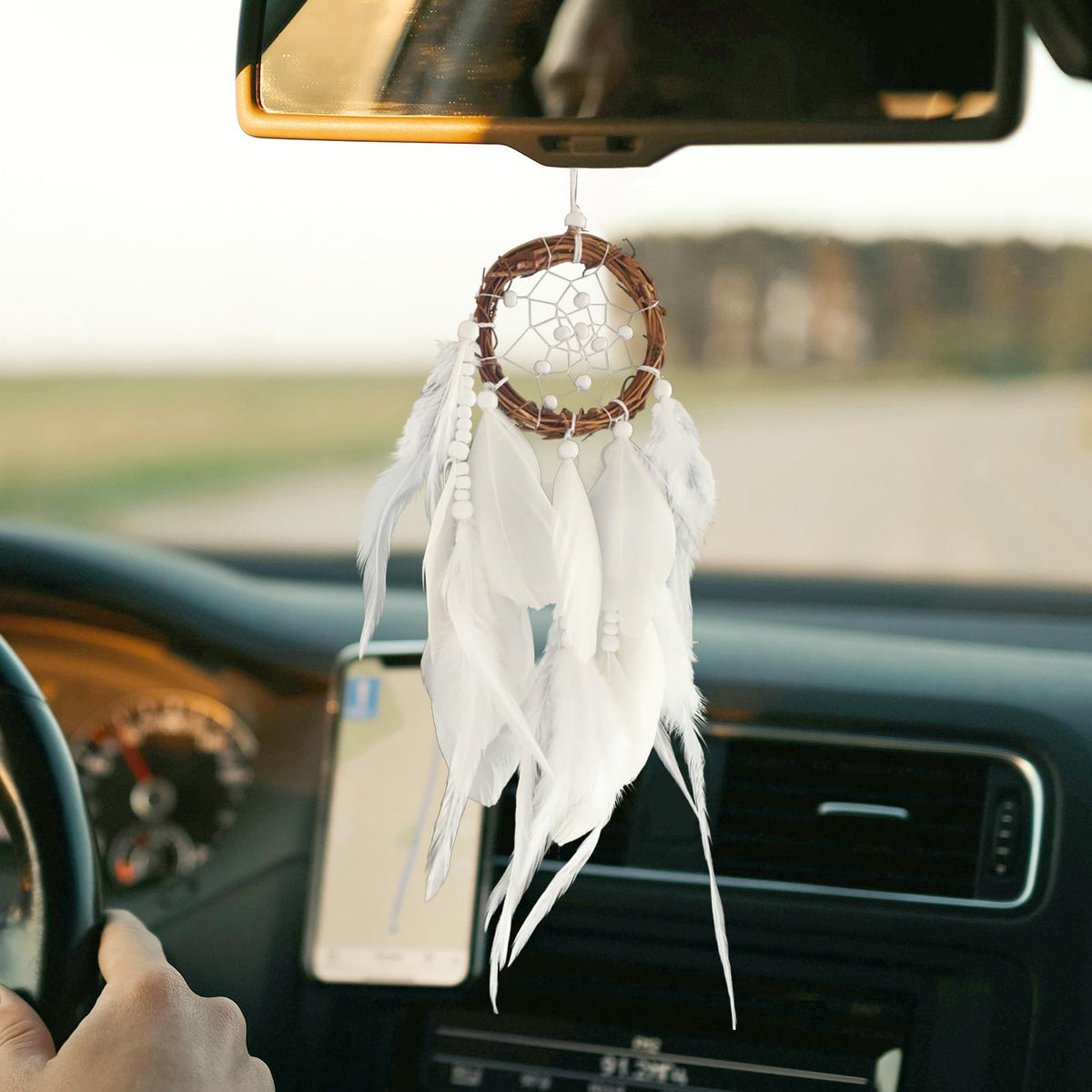 Artilady Mini Dream Catcher, Boho Car Decor Rear View Mirror Accessories