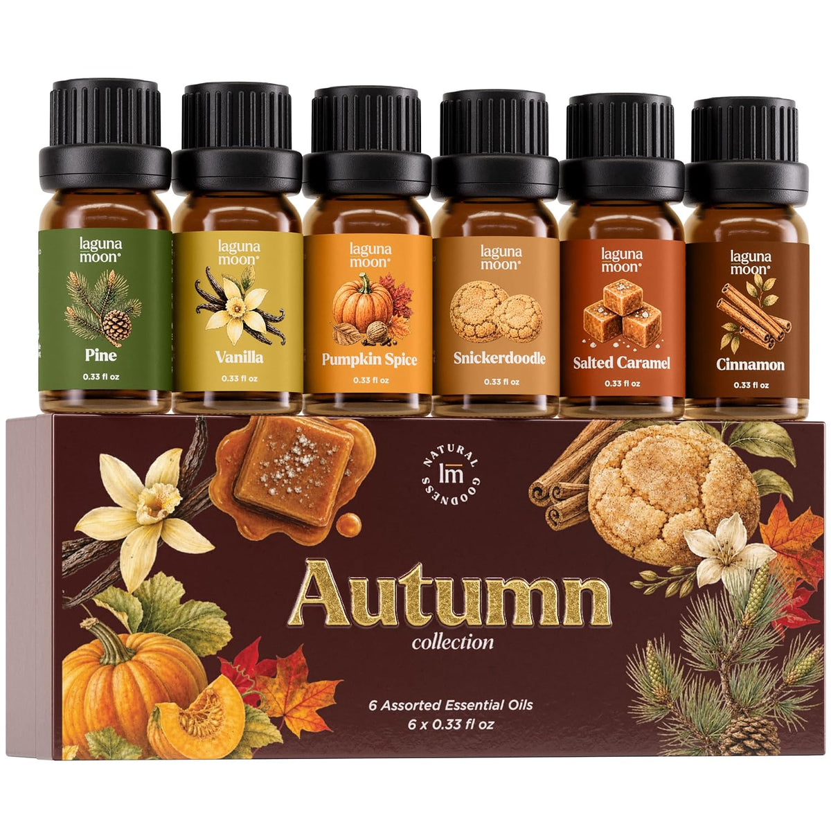Lagunamoon Fall Essential Oils Set for Diffuser for Home 6 x 10ml