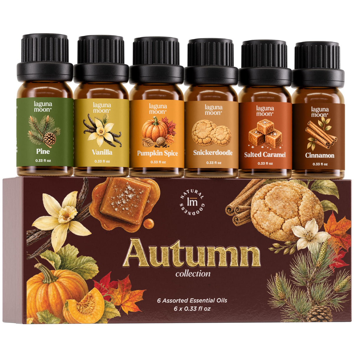 Lagunamoon Fall Essential Oils Set for Diffuser for Home 6 x 10ml