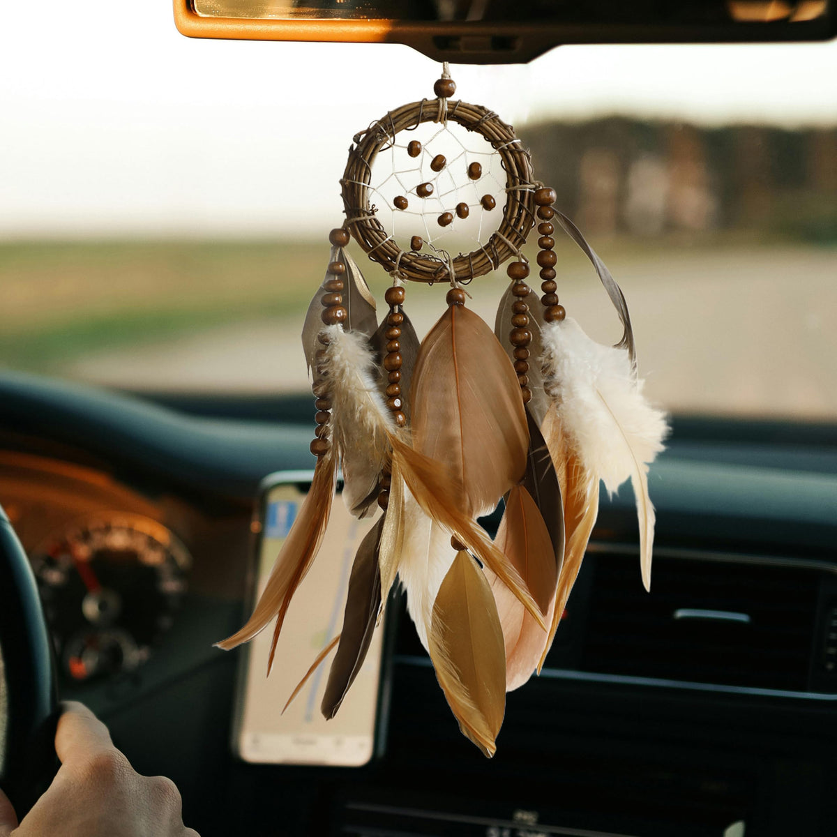 Artilady Mini Dream Catcher, Boho Car Decor Rear View Mirror Accessories