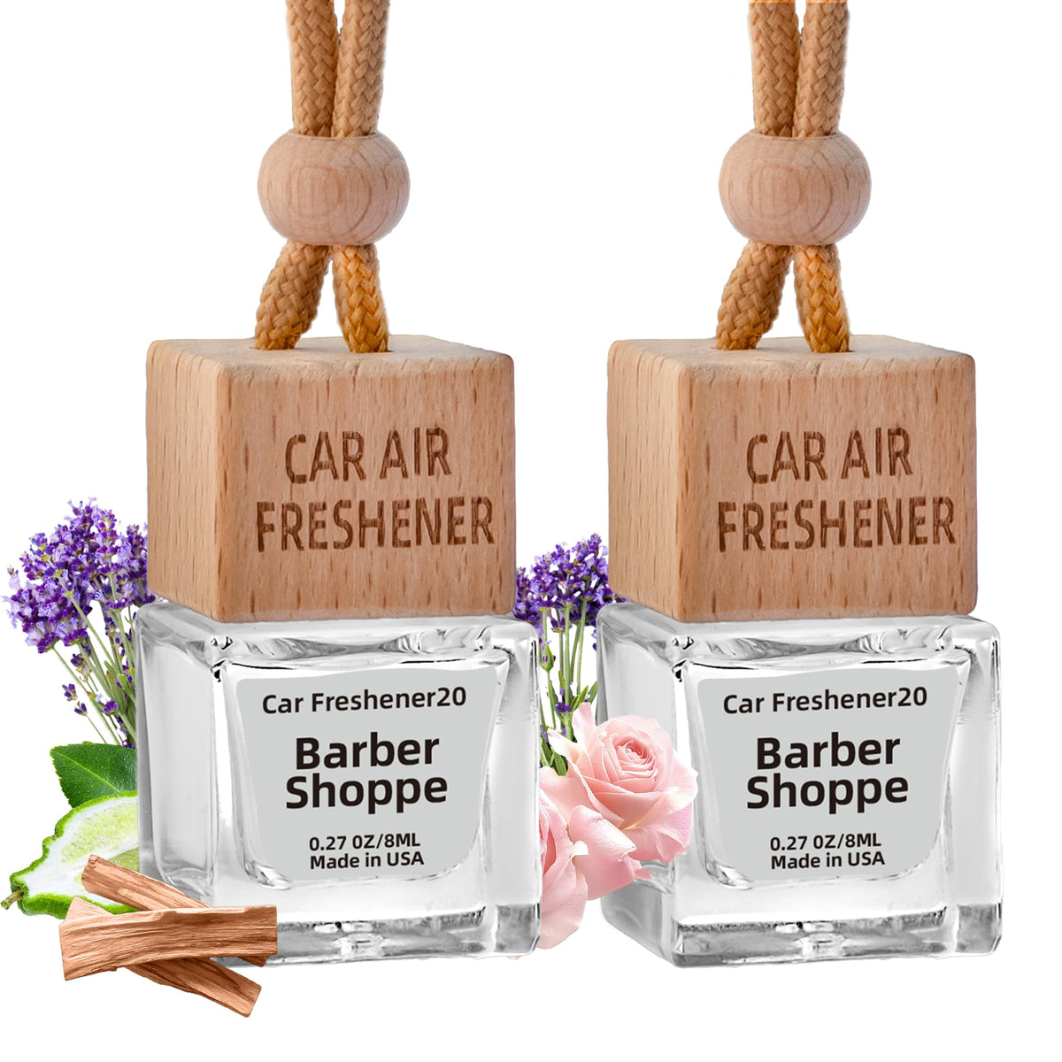 Car Air Freshener Hanging Diffuser – Long-Lasting Essential Oil Scent (Up to 60 Days) – Non-Toxic & Eco-Friendly – 2-Pack Auto Fresheners Made in USA