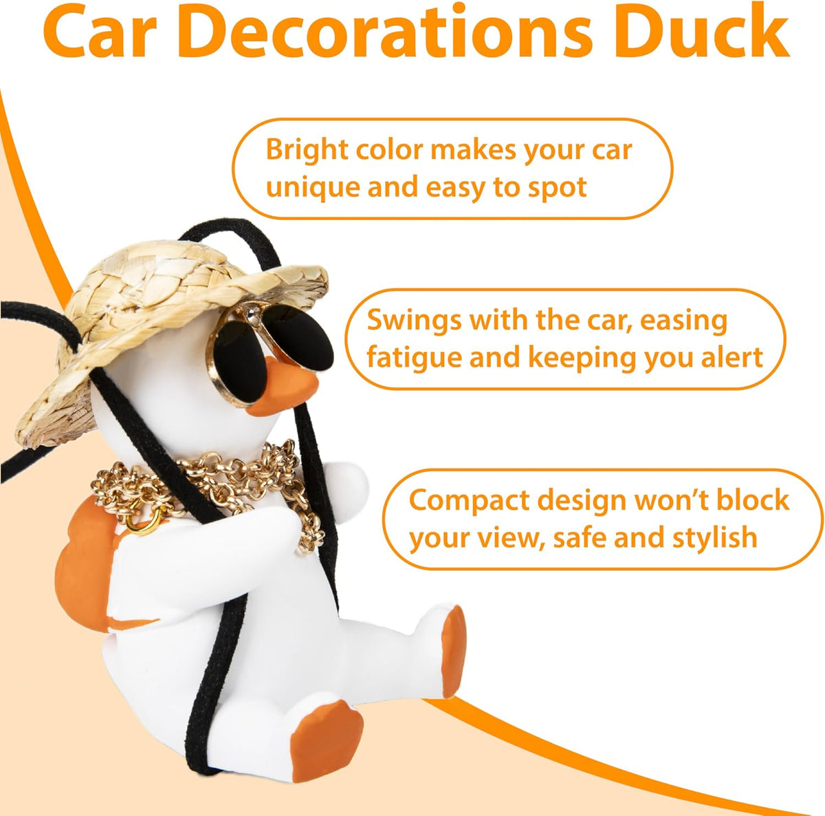 Swinging Duck Car Hanging Ornament, Rear View Mirror Hanging Accessories
