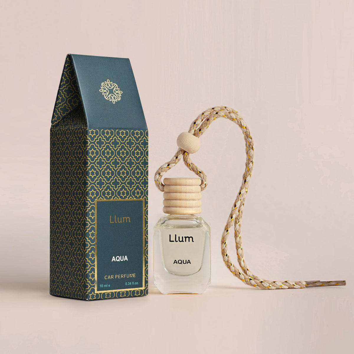 Llum Amber Vanilla Hanging Car Air Freshener – Luxury Automotive Perfume Diffuser 10ml (0.34 fl oz), Long-Lasting Fragrance, Alcohol-Free Non-Toxic Car Scent, Glass Bottle With Wood Cap