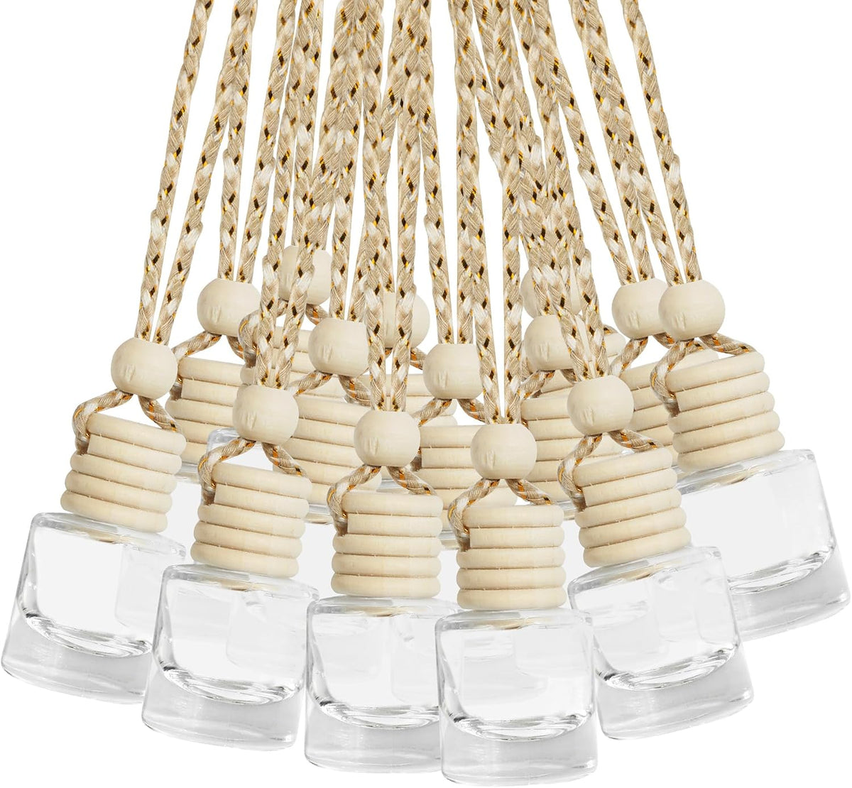 ESEWALAS 5PCs Hanging Car Air Freshener, Empty Glass Perfume Bottlespendant Bottle, Air Freshener Pendant