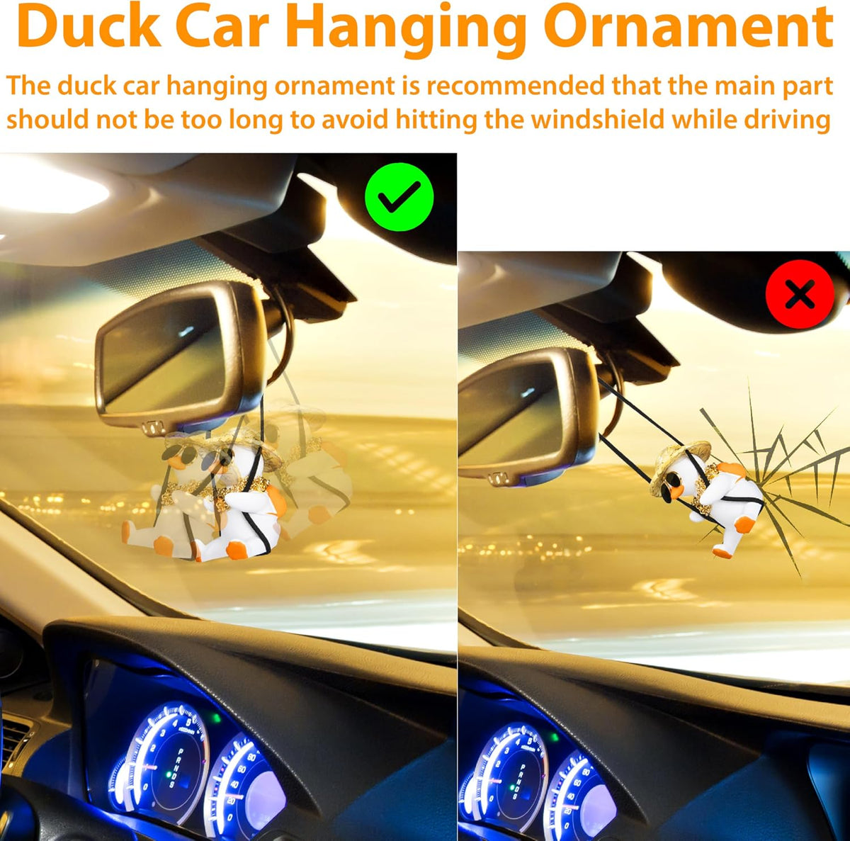 Swinging Duck Car Hanging Ornament, Rear View Mirror Hanging Accessories