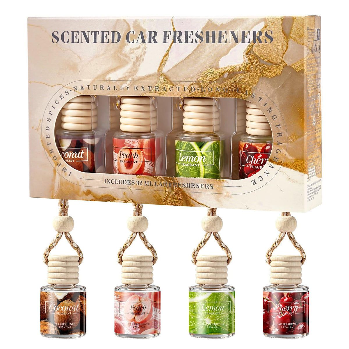 Car Air Freshener Diffuser, Hanging Car Scents Air Freshener, Car Fresheners Long Lasting, Essential Oil Diffuser, Fragrance Oil Air Diffuser, 4pcs