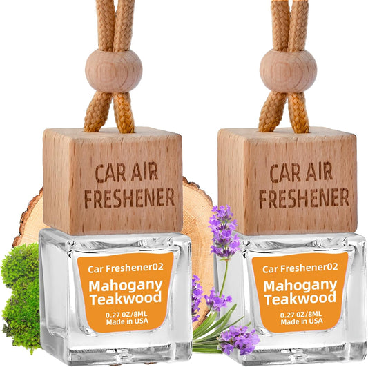 Car Air Freshener Hanging Diffuser – Long-Lasting Essential Oil Scent (Up to 60 Days) – Non-Toxic & Eco-Friendly – 2-Pack Auto Fresheners Made in USA