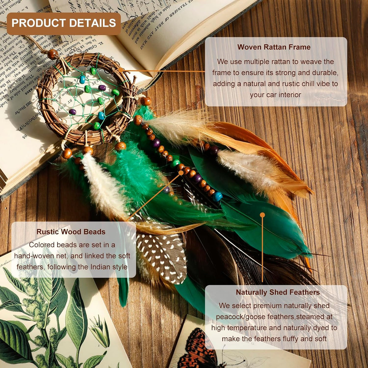 Artilady Mini Dream Catcher, Boho Car Decor Rear View Mirror Accessories