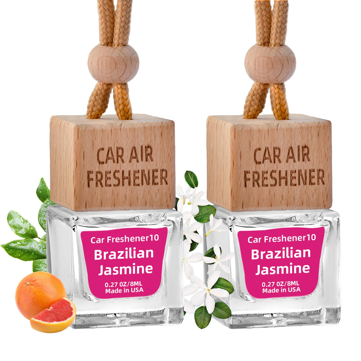 Car Air Freshener Hanging Diffuser – Long-Lasting Essential Oil Scent (Up to 60 Days) – Non-Toxic & Eco-Friendly – 2-Pack Auto Fresheners Made in USA