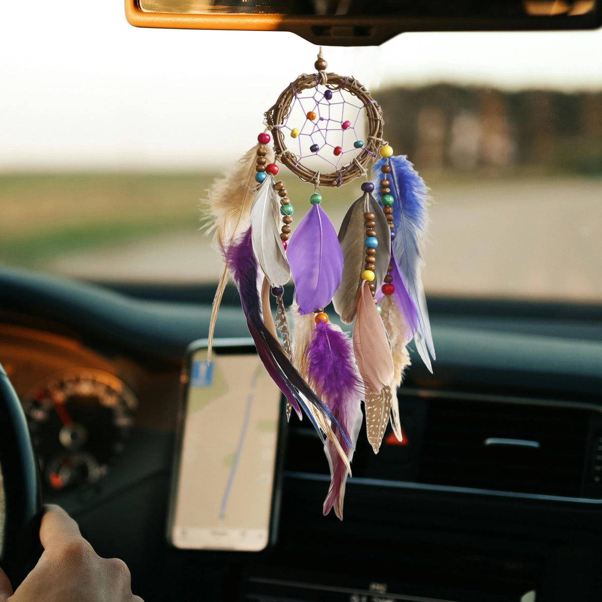 Artilady Mini Dream Catcher, Boho Car Decor Rear View Mirror Accessories