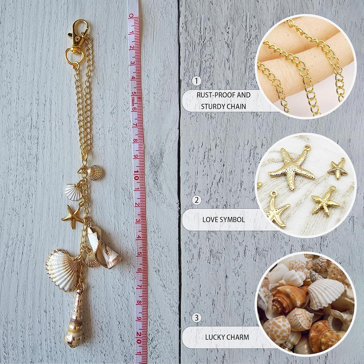 Sea Shells Car Decor,Coastal Hanging Rear View Mirror Charm Accessories