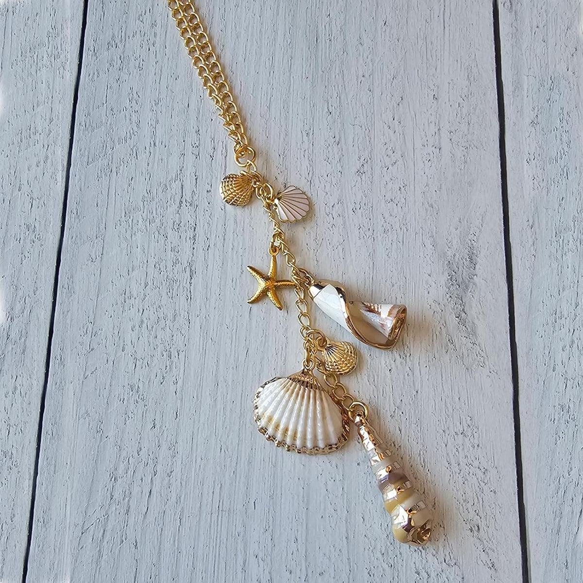 Sea Shells Car Decor,Coastal Hanging Rear View Mirror Charm Accessories