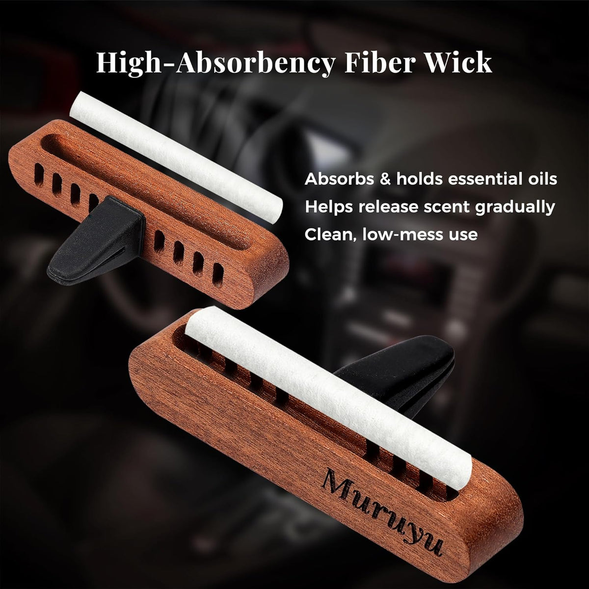 2-Pack Sapele Wood Car Vent Diffuser