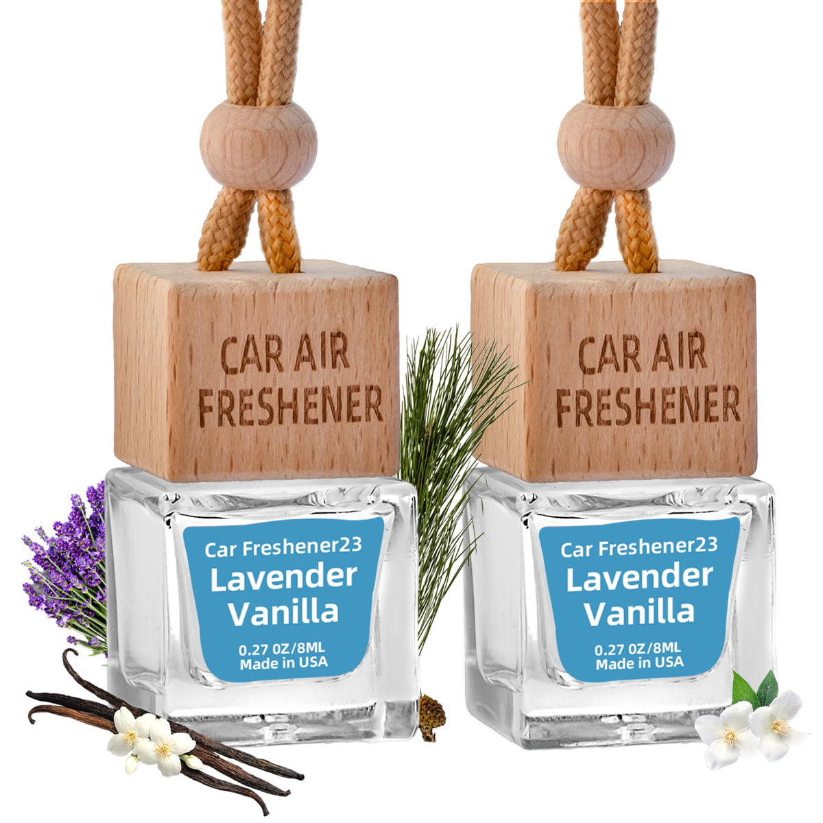 Car Air Freshener Hanging Diffuser – Long-Lasting Essential Oil Scent (Up to 60 Days) – Non-Toxic & Eco-Friendly – 2-Pack Auto Fresheners Made in USA