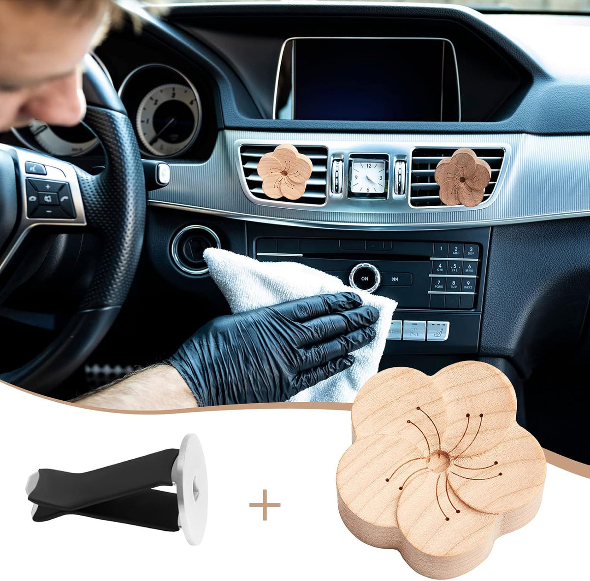 Zubebe 4 Pack Car Essential Oil Diffuser, Wood Flower Vent Clip
