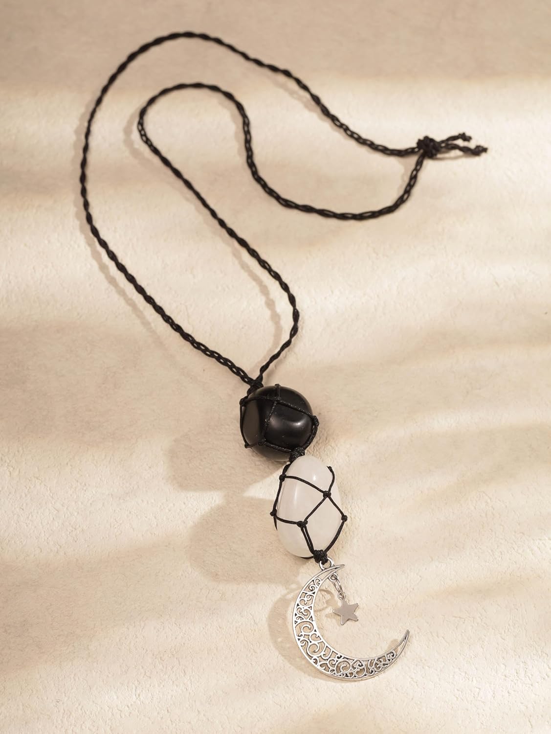 Sacina Moon Star Crystal Car Hanging Ornament, Goth Boho Hippie Charm