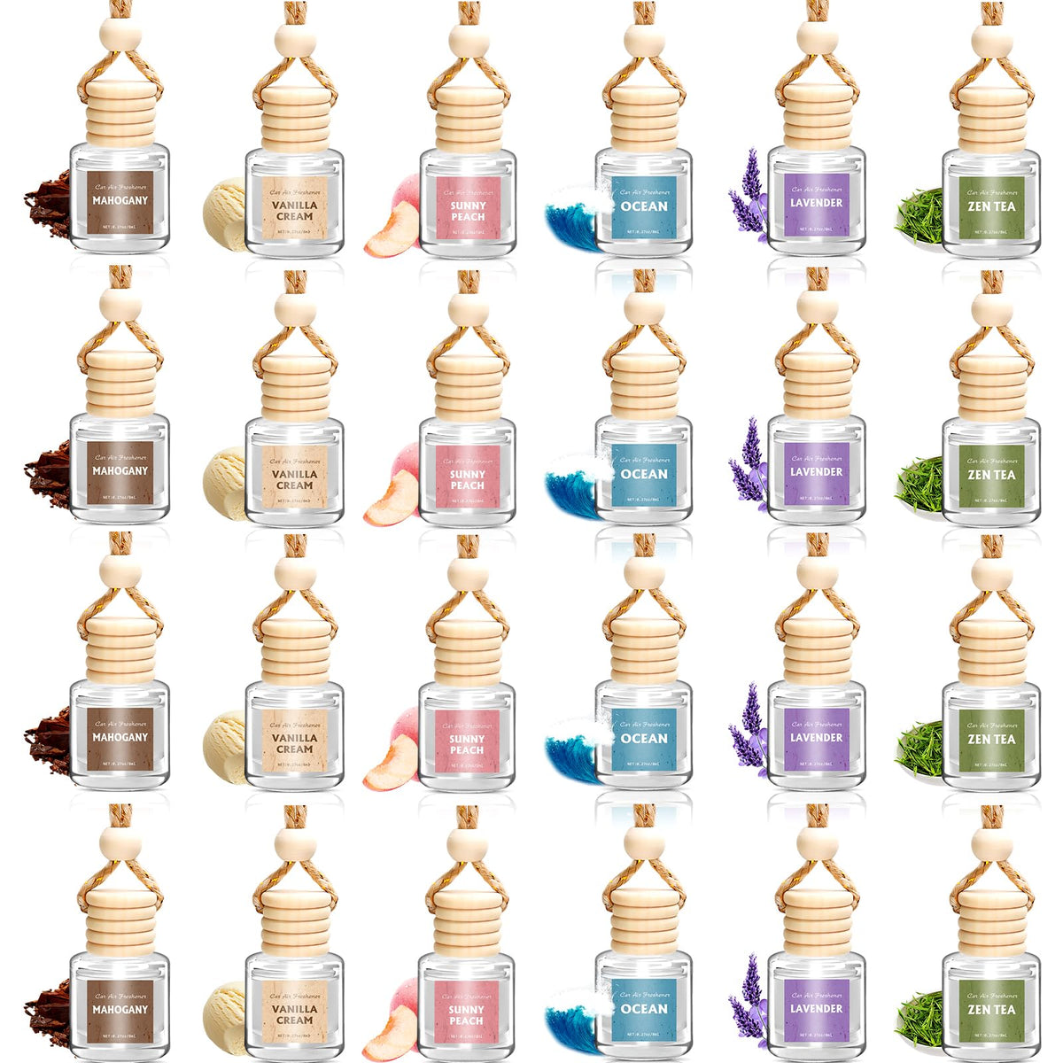 AROIC 24 Pack Car Air Freshener Diffuser, Hanging Essential Oil Diffuser