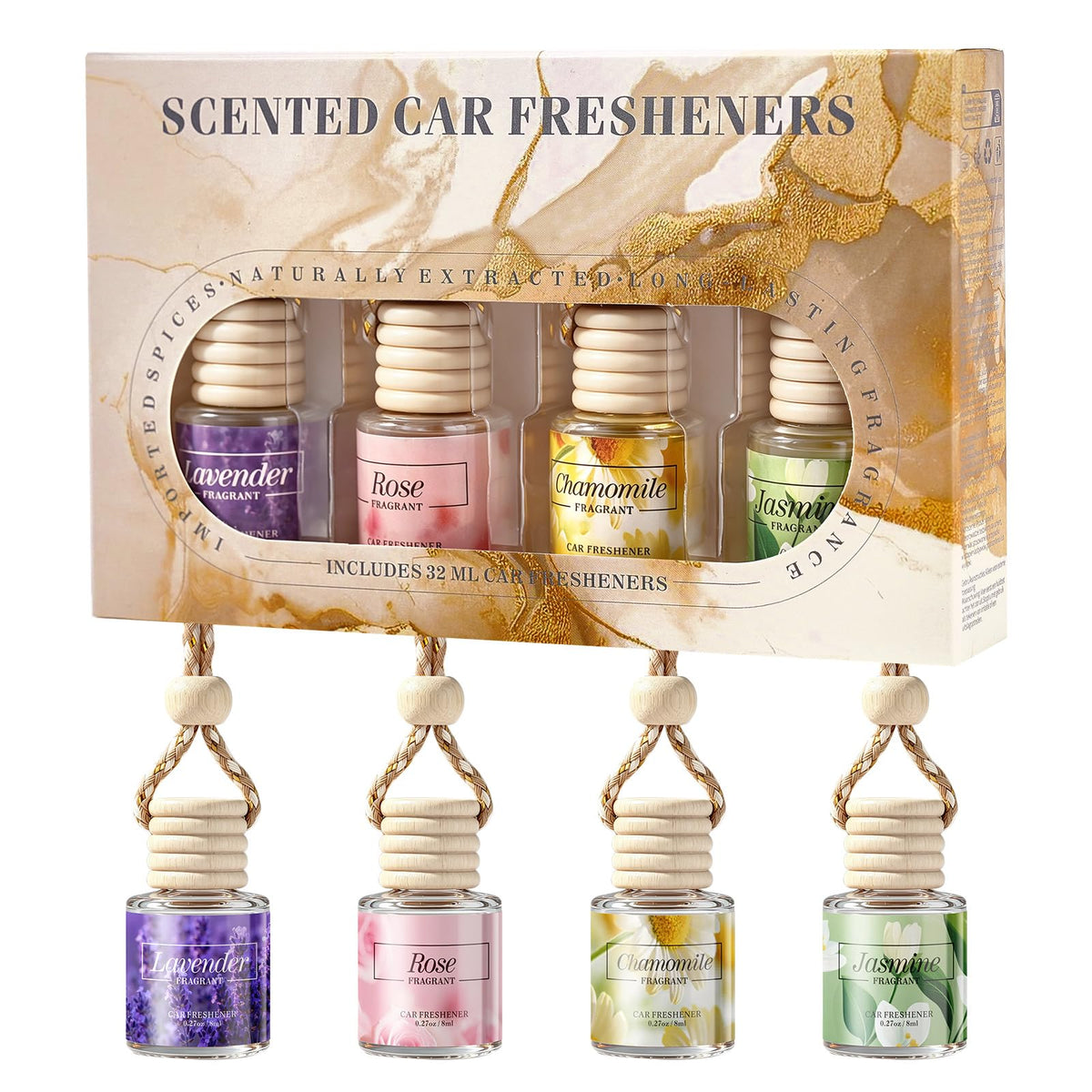 Car Air Freshener Diffuser, Hanging Car Scents Air Freshener, Car Fresheners Long Lasting, Essential Oil Diffuser, Fragrance Oil Air Diffuser, 4pcs