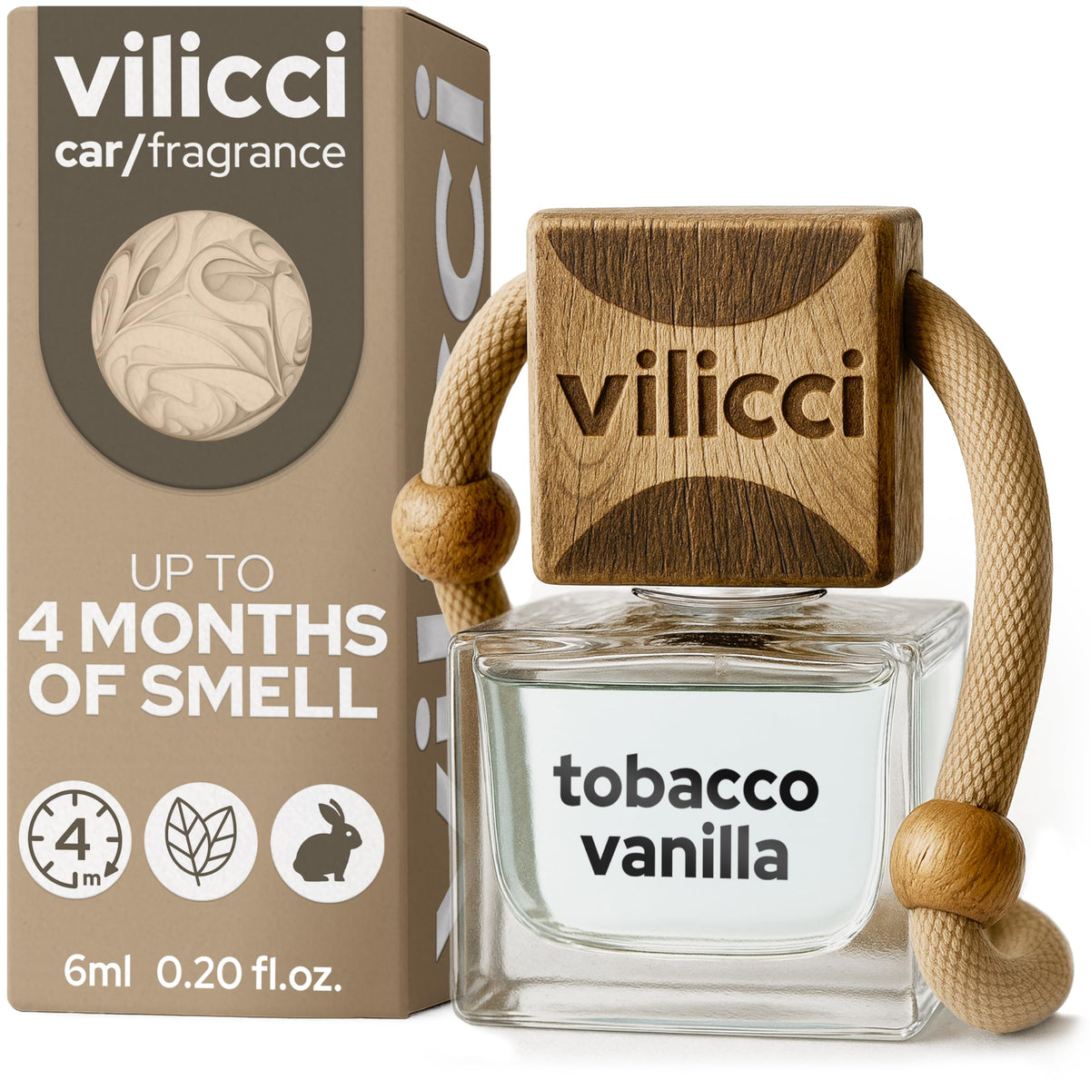 Vilicci Tobacco Vanilla Car Air Freshener – Premium Auto Perfume & Car Diffuser | Sophisticated & Timeless Scent | Long-Lasting Up to 120 Days | Odor Eliminating | Vegan, Cruelty-Free Car Perfume